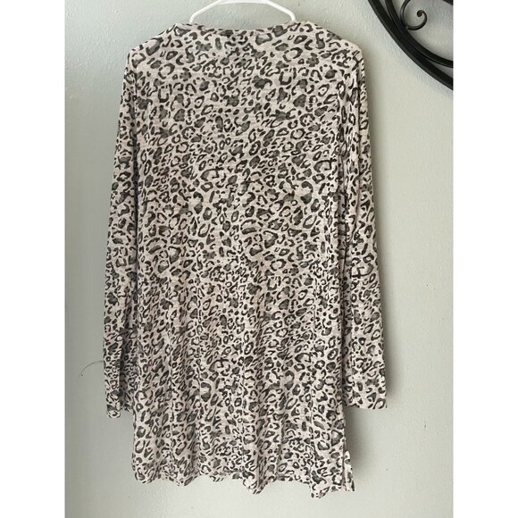 Catalina Womens Leopard Print Long Sleeve Tunic Top Sz 1X/16W Drawstring Pockets - Picture 6 of 9